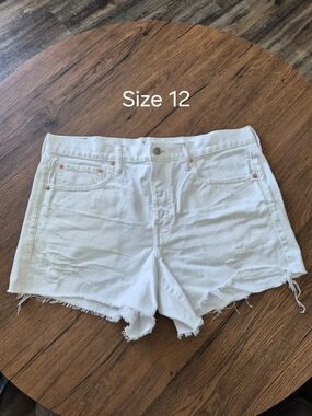 American Eagle Outfitters White Distressed Denim Shorts